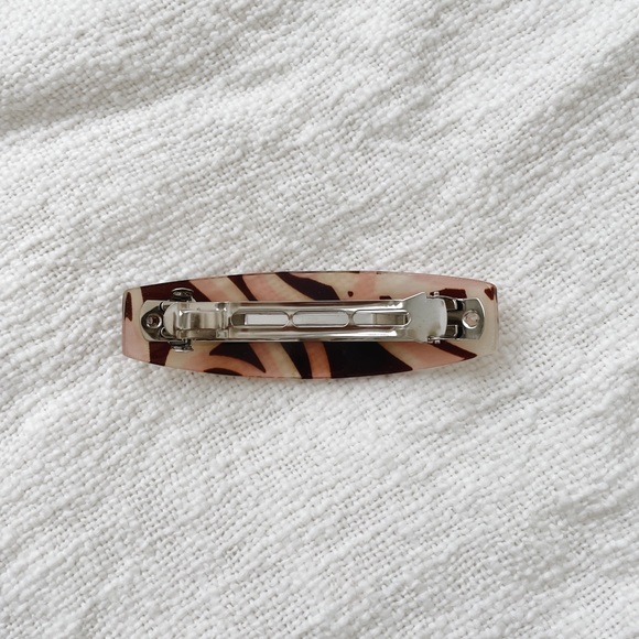 Pink & brown abstract barrette - Picture 3 of 4